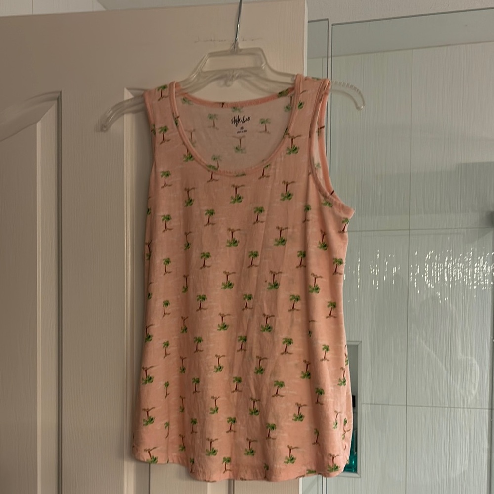 Style & Co. Pink Sleeveless Tank Top with Floral Print